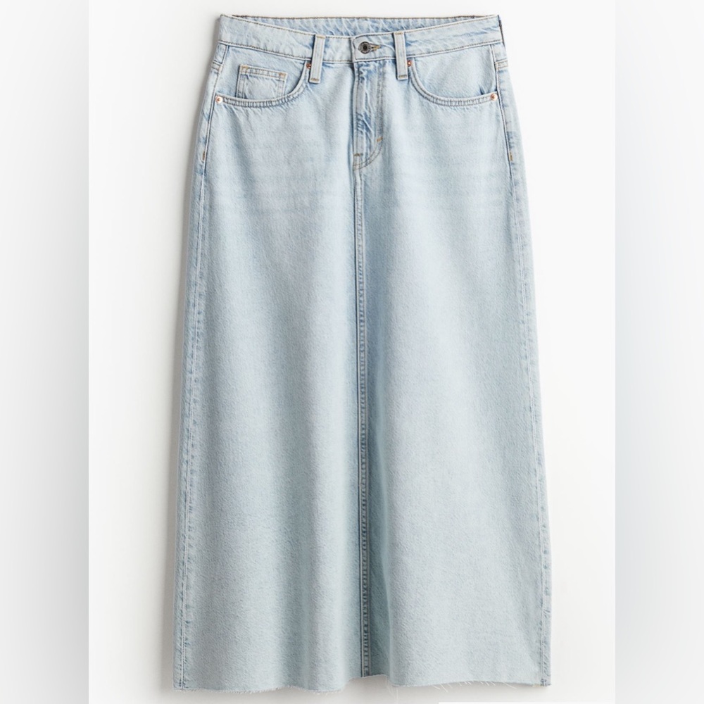 H&M Light Blue Asymmetrical Denim Skirt
